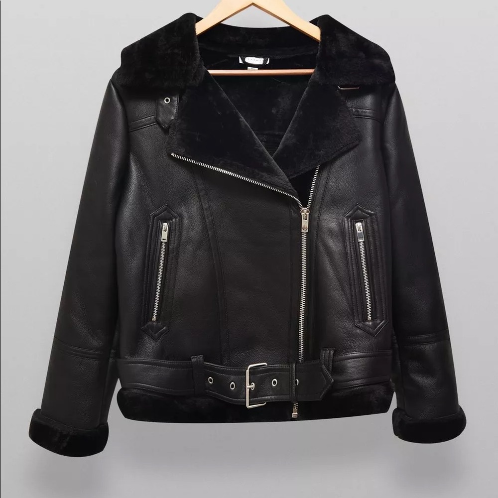 TOPSHOP Tall Black Aviator Jacket